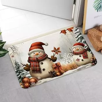 Коврик для двери с изображением рождественского снеговика. Можно стирать в стиральной машине — идеально подходит для украшения дома и отпуска, идеально подходит для дверных проемов, гостиных, 400MMx600MM
