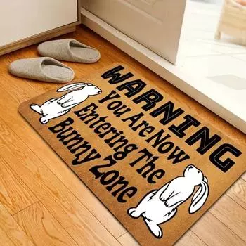 Коврик для двери с надписью «Пасха» Коврики для пола с пружинами и хвостом кролика Предупреждение: вы сейчас войдете в зону кроликов Коврики для крыльца в помещении и на улице 30X50cm