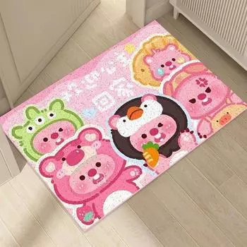 Коврик для двери с рисунком из мультфильма, шелковый коврик с кольцом, нескользящий и грязный коврик для двери, пылевой коврик для двери, милый коврик для входной двери 40 * 60cm (high elastic silk ring)