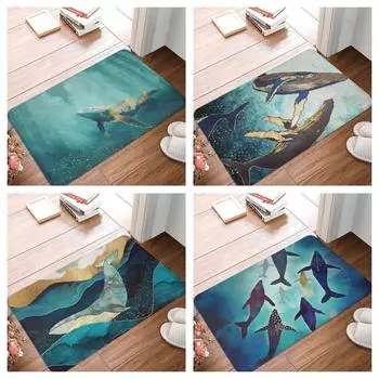 Коврик для двери спальни, гостиной, домашнего крыльца, балкона, нескользящий длинный коврик с дельфином, крыльцом, кухонный коврик 40x60cm
