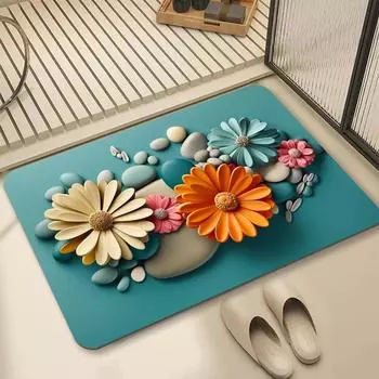 Коврик для двери в китайском стиле из гипсового зерна и цветов, свежий коврик для двери в ванную, впитывающий коврик для двери в виде маленького цветка для дома 30*40cm