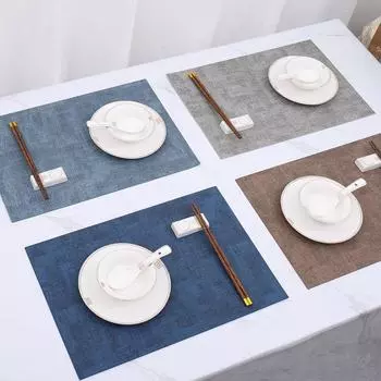 Коврик для еды, водонепроницаемый и маслостойкий, тканевый коврик с рисунком, термоизоляционный коврик, коврик для еды в западном стиле, коврик для чашки, противоожоговый коврик для стола, коврик для миски 50cm * 35cm * 1cm синий