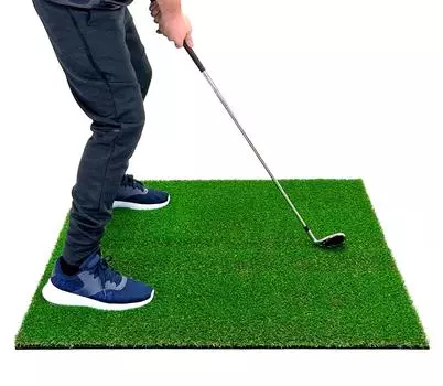 Коврик для гольфа GolfStyle 20 мм, грубая трава, тренировочный коврик для гольфа 100 x 100 см для отработки ударов по железу, грубый газон, искусственная трава для помещений и улицы, грубый