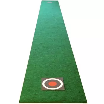 Коврик для гольфа Hobidays in Putter 30 см x 3 м. Суперпрофессиональный газон, 2 лунки, мишени. Специальная обработка задней стороны. Тренировочный возврат мяча для гольфа. Зажим для паттинга. зелёный