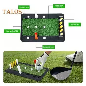 Коврик для гольфа с искусственным покрытием, тренировочный коврик для гольфа с резиновой основой, тренировочная площадка для гольфа в помещении и на открытом воздухе зелёный/чёрный