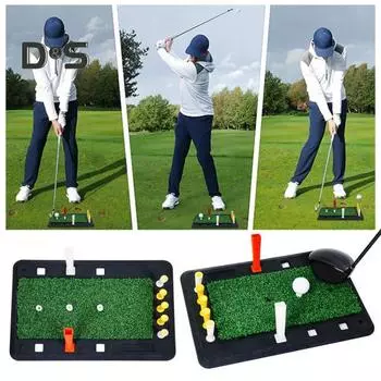 Коврик для гольфа с искусственным покрытием, тренировочный коврик для гольфа с резиновой основой, тренировочная площадка для гольфа в помещении и на открытом воздухе зелёный/чёрный
