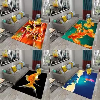 Коврик для гостиной, кухни, спальни, прихожей, домашний подарок, милый мечтательный ковер с золотой рыбкой, нескользящий коврик для ванной комнаты 40x60cm