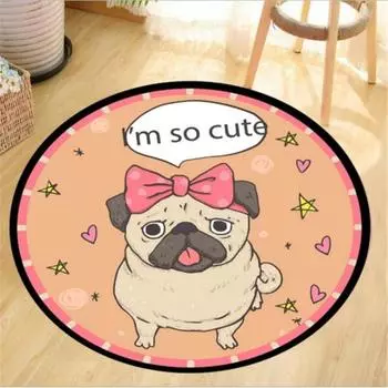 Коврик для гостиной, спальни, детской комнаты, домашний ковер, напольный коврик для двери, креативный круглый ковер с милой собакой и кошкой 40