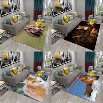 Коврик для гостиной, спальни, прихожей в ванную комнату, нескользящий коврик для пола, ковер с лисой, милые лесные животные, домашний декор 40x60cm