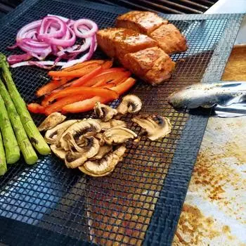 Коврик для гриля для барбекю с антипригарным покрытием, многоразовый кухонный сетчатый коврик для приготовления пищи, коврик для гриля из ПТФЭ, термостойкий, аксессуары для барбекю на открытом воздухе