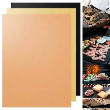 Коврик для гриля, коврик для выпечки, легко очищаемый кухонный инвентарь, тефлоновый лист для гриля, термостойкость, антипригарное покрытие для барбекю, 2 шт./компл., ювелирные аксессуары 1pcs чёрный