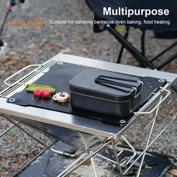 Коврик для гриля на открытом воздухе с термостойким антипригарным покрытием, водонепроницаемый, маслостойкий коврик для барбекю, многофункциональный, портативный, складной, из стекловолокна чёрный