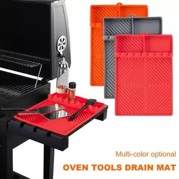 Коврик для гриля Силиконовый коврик для лопатки, подложка для стекания капель для боковой полки Blackstone, противоскользящий коврик для гриля, кухонная столешница для барбекю красный