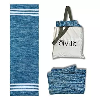 Коврик для йоги из чистого хлопка, противоскользящий, можно стирать в стиральной машине. 73 дюйма x 24 дюйма, толщина 5 мм (синий)