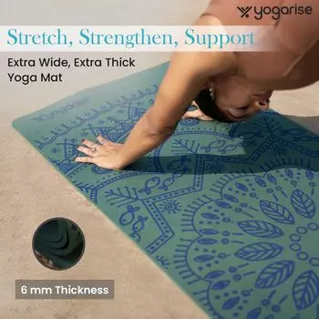 Коврик для йоги из термопластичного эластомера толщиной 6 мм с принтом мандалы и сумкой для переноски для мужчин и женщин, 182.8L x 61W x 0.6Th Cm