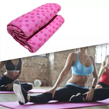 Коврик для йоги Полотенце Оборудование для упражнений Мягкая микрофибра Нескользящая ручка для путешествий в помещении розы красного
