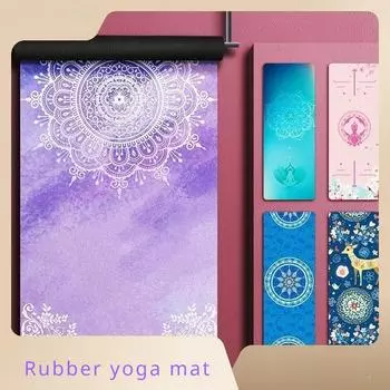 Коврик для йоги с принтом из натурального каучука и бархатной поверхностью. Тонкий нескользящий портативный складной напольный коврик, впитывающий пот. Фитнес-упражнения. Моющийся напольный коврик. 183cmX68cmX1.5mm