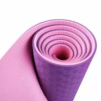 Коврик для йоги YOSHIKIYOSHI Толщина 6 мм Экологичный материал TPE, сертифицированный SGS с обеих сторон, легкий, прочный, с ремешком для сумки для коврика и нескользящей спинкой для йоги (фиолетовый) фиолетовый