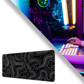 Коврик для клавиатуры, большой игровой коврик, противоскользящий, водонепроницаемый, портативный, легкий, для ноутбука Black White Gray