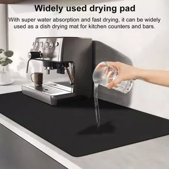 Коврик для кофейной биты для кухонной стойки под раковиной, впитывающий воду, герметичный, быстросохнущий, для кофемашины, коврик для столешницы, герметичный, резиновый, сушильный коврик 80 cm чёрный