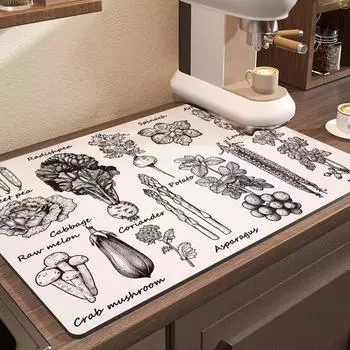 Коврик для кофеварки Абсорбирующий коврик для сушки кухонной посуды Быстросохнущий коврик для сушки крана Нескользящий коврик для сушки посуды 30x40 cm