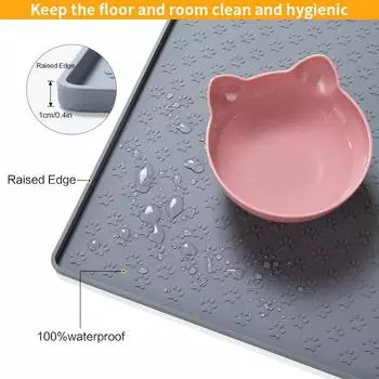 Коврик для корма для домашних животных, коврик для корма для кошек, коврик для питья и кормления собак, силиконовый водонепроницаемый коврик для кормления домашних животных 48X30CM чёрный