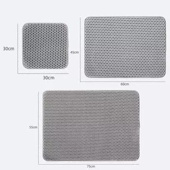 Коврик для кошачьего туалета, двухслойный водонепроницаемый коврик-ловушка, устойчивый к моче, легко чистится, нескользящий коврик для унитаза, кошачья царапина, большой коврик для ног 30x30cm чёрный