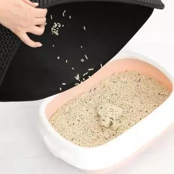 Коврик для кошачьего туалета EVA, водонепроницаемый моющийся коврик для кошачьего туалета, складной коврик для кошачьего туалета, двухслойный Medium чёрный