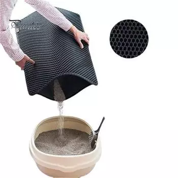 Коврик для кошачьего туалета, меньше беспорядка, коврик для кошачьего туалета, двухслойный коврик для сбора мусора, нескользящий коврик для кошачьего туалета для пола 30x45cm серый