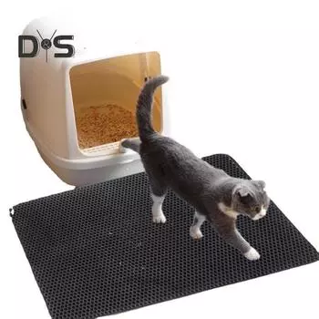 Коврик для кошачьего туалета, меньше беспорядка, коврик для кошачьего туалета, двухслойный коврик для сбора мусора, нескользящий коврик для кошачьего туалета для пола 30x45cm серый
