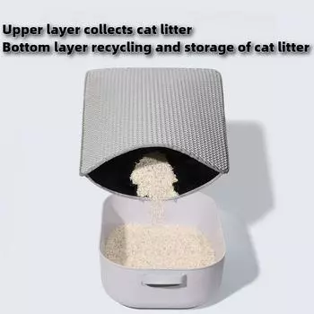 Коврик для кошачьего туалета Мягкий двухслойный дизайн Фильтр Безопасный моющийся коврик для кошачьего туалета Устойчивость к царапинам и износу Товары для животных 30X30CM синий