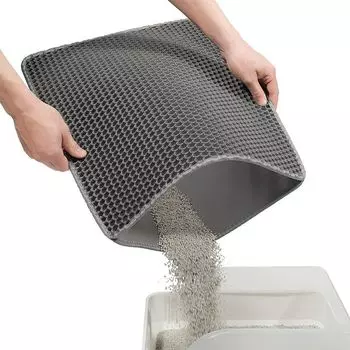 Коврик для кошачьего туалета с дышащим двойным фильтром, не шелушится, впитывает, дезодорирует, защищает от брызг, нескользящий коврик для кошачьего туалета L хаки