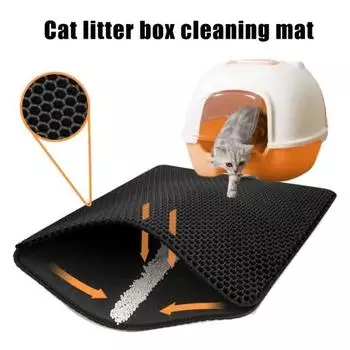 Коврик для кошачьего туалета, водонепроницаемый двухслойный коврик-ловушка, нескользящий коврик для кошачьего туалета, аксессуары для кошек Small синий