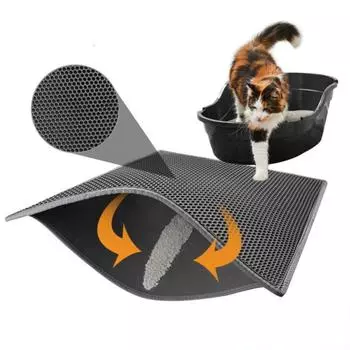 Коврик для кошачьего туалета, водонепроницаемый двухслойный коврик из ЭВА для кошачьего туалета, коврик для кошачьего туалета, чистый коврик, товары для кошек, аксессуары 30x30cm чёрный