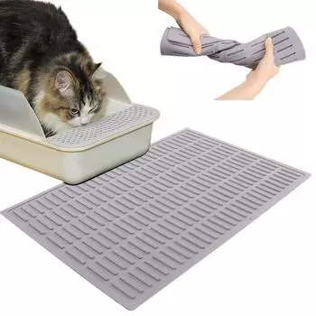 Коврик для кошачьего туалета, водонепроницаемый, легко чистящийся, коврик для сбора кошачьего туалета с приподнятыми краями, резиновый коврик без запаха для кошачьего туалета, коврик-ловушка