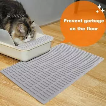 Коврик для кошачьего туалета, водонепроницаемый, легко чистящийся, коврик для сбора кошачьего туалета с приподнятыми краями, резиновый коврик без запаха для кошачьего туалета, коврик-ловушка серый
