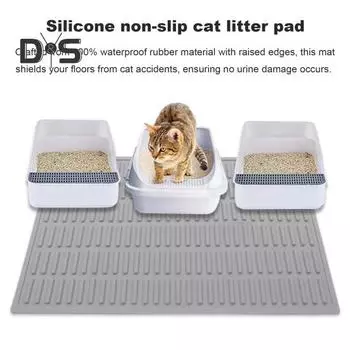 Коврик для кошачьего туалета, водонепроницаемый, легко чистящийся, коврик для сбора кошачьего туалета с приподнятыми краями, резиновый коврик без запаха для кошачьего туалета, коврик-ловушка серый