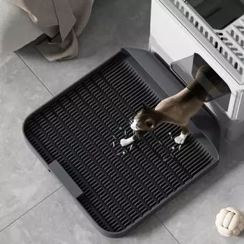 Коврик для кошачьего туалета, водонепроницаемый, прочный, для туалета домашних животных, нескользящий, моющийся коврик для кошек, чистящая подкладка, принадлежности для чистки домашних животных 37x37x8CM чёрный