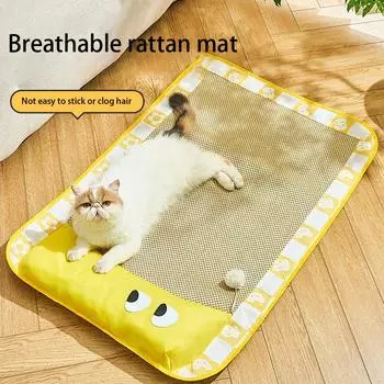 Коврик для кошек Cool Floor Mat Pet Summer Comfort Bed Многоуровневые коврики Обивка Puppy Indoor Kitten Living Room Товары для собак Аксессуары 40X30CM жёлтый