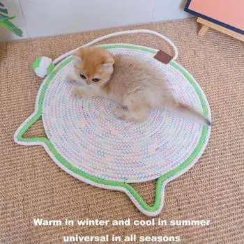 Коврик для кошек, когтеточка из натурального хлопка, когтеточка с игрушкой-мячом, круглая горизонтальная напольная когтеточка для домашних кошек розовый