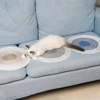Коврик для котенка, тканый хлопковый коврик ручной работы, защитный мебельный когти, коврик для шлифовки кошек Ramie для дома серый