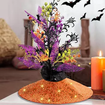 Коврик для ковра в виде юбки из дерева, принадлежности для вечеринок, многоразовый оранжевый блестящий орнамент, украшение на Хэллоуин 18 Inch