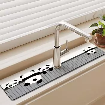 Коврик для крана для раковины с рисунком панды из аниме-диатомита, коврик для кухонного стола, впитывающий коврик для слива унитаза, нескользящий коврик для раковины, столешница для столовой 10x40 cm