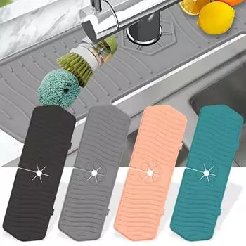 Коврик для крана раковины, супермягкий износостойкий силиконовый защитный коврик для раковины, брызгозащитный коврик для слива крана, кухонные принадлежности M чёрный