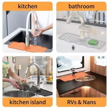 Коврик для крана Wraparound Faucet Pad Быстросохнущий силиконовый влагостойкий брызгозащищенный коврик для крана Кухонные принадлежности оранжевый