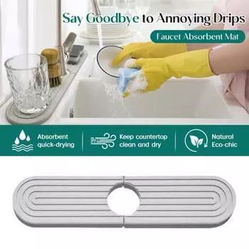 Коврик для крана, защита от брызг, быстросохнущий коврик для кухонного крана, дренажный коврик, впитывающий воду каменный поддон для столешницы в ванной M белый