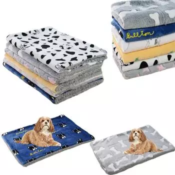 Коврик для кровати для домашних животных Ультрамягкий моющийся коврик для кровати для домашних животных для маленьких, средних и больших собак Двусторонний флисовый ящик для собак Коврик для питомника Кошачья кровать Фланелевое толстое одеяло S