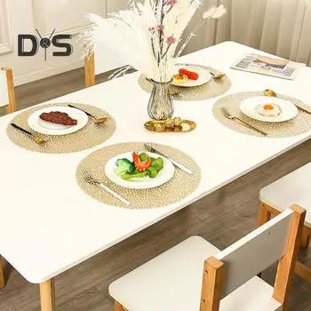 Коврик для круглого стола, обеденный стол, нескользящий, протираемый, с узором кораллового дерева, подставка для столовых приборов, термостойкий полый стол, подставка для чаши, домашний рождественский декор золотистый