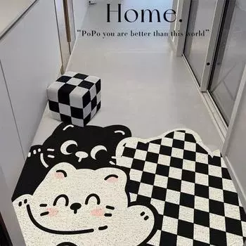 Коврик для крыльца с изображением милого кота из мультфильма, который можно сшить на заказ, пылевой шелковый коврик с кольцом, нескользящий износостойкий дверной коврик 40 * 60cm