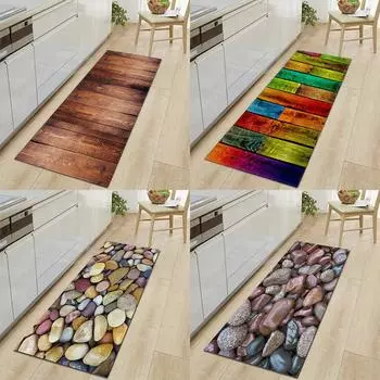 Коврик для крыльца спальни, булыжник, впитывающий нескользящий длинный ковер для ванной комнаты, кухонный коврик с текстурой древесины, коврик для двери крыльца 50x80cm
